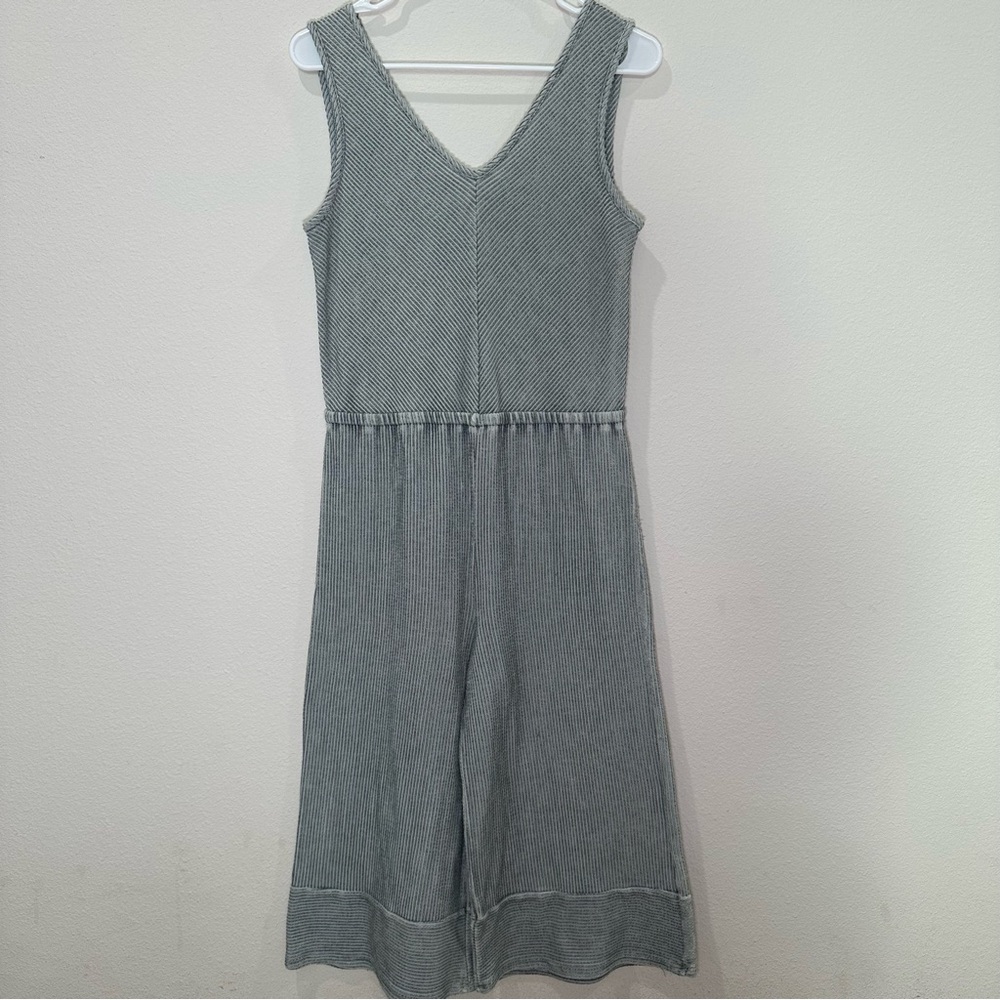 Lazy Sundays Greenish Grey Sleeveless Wide Leg Jumpsuit